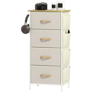 Homcom Cassettiera 4 Cassetti Pieghevoli con 4 Tasche e 2 Ganci, in Legno, Acciaio e Tessuto, 45x30x94.5 cm   Aosom Italy
