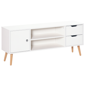 Homcom Mobile TV Moderno in Legno Bianco, Mobile Porta TV di Design per TV Max. 50" 120x28x44cm
