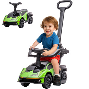 Aiyaplay Macchinina per Bambini Lamborghini Cavalcabile con Sedile Contenitore, Poggiapiedi, Maniglione di Spinta e Barriera di Sicurezza, Verde Aosom