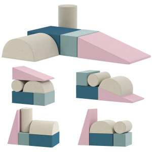 Aiyaplay Set di 5 Costruzioni Morbide in Schiuma per Bambini con Fodere Estraibili, 61x40.6x60 cm, Multicolore   Aosom Italy