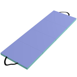 Sportnow Tappeto Fitness Pieghevole e Imbottito con 2 Maniglie, in Plastica ed EPE, 180x60x5 cm, Verde e Viola   Aosom Italy