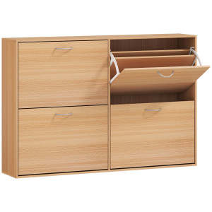 Homcom Scarpiera Salvaspazio Capacità 24 Ingresso e Camera da Letto Legno 120x24x81cm Aosom