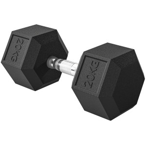 Homcom Manubrio Esagonale da 20kg in Acciaio e Gomma per Workout in Palestra, Casa e Ufficio, Nero