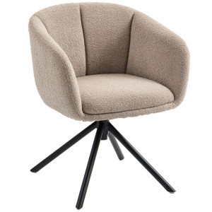 Homcom Poltrona Imbottita con Comoda Seduta, Girevole, Rivestimento Morbido, Fino a 120 kg, Marrone Chiaro   Aosom Italy