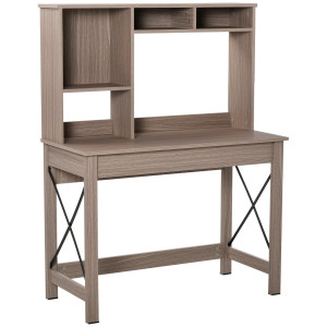 Homcom Scrivania Scaffale con Libreria Sopra in Legno per Camera, Cameretta o Ufficio, Scrivania Salvaspazio 105x50x137.5cm Aosom