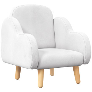 Zonekiz Poltrona per Bambini in Stile Scandinavo con Braccioli a Nuvola in Tessuto Bianco, 46x51x55 cm   Aosom Italy