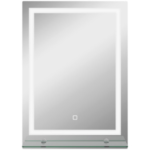 Kleankin Specchio Bagno LED a 3 Colori Regolabili con Mensola in Vetro Elegante e Funzionale 50x12x70 cm Argento  Aosom