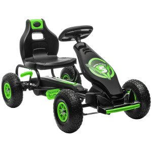 Homcom Go Kart a Pedali per Bambini 5-12 Anni con Sedile Regolabile, in Metallo e PP 121x58x61 cm, Verde e Nero   Aosom Italy