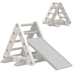 Aiyaplay Struttura per Arrampicata per Bambini di 18-48 Mesi con Scivolo e Rampa 130x80x69 cm Grigio e Bianco   Aosom Italy