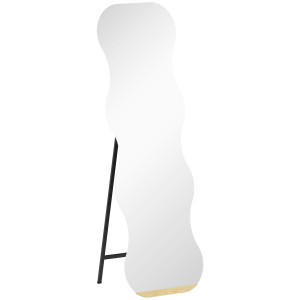 Homcom Specchio a figura intera senza cornice, con base in legno, Nero   Aosom Italy
