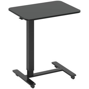 Homcom Scrivania con Altezza Regolabile, con 4 Ruote, a Forma di C, 65 cm x 48 cm x 70-110 cm, Nero   Aosom Italy