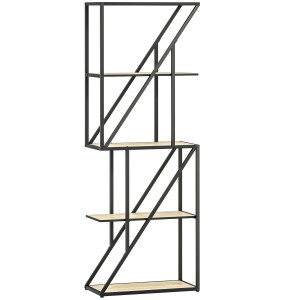 Homcom Libreria a 5 Livelli in Stile Industriale con Ripiani Aperti e Telaio in Acciaio 60x30x165 cm Rovere   Aosom Italy