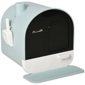 Pawhut Lettiera per Gatti Chiusa con Filtri, Paletta e Vassoio Removibile, Struttura in PP, 43x44x47cm, Verde Aosom