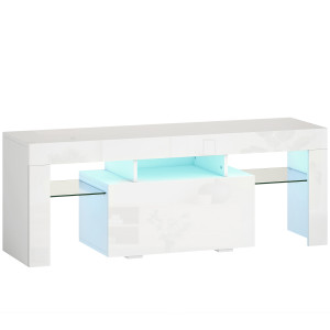 Homcom Mobile TV, con illuminazione LED e ripiani in vetro temperato, 120x34x45cm, Bianco   Aosom Italy