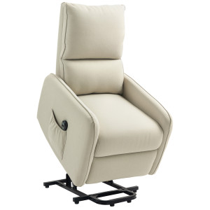 Homcom Poltrona Alzapersona Small Elettrica Reclinabile con Telecomando e Tasca in Tessuto, 150kg, Beige   Aosom Italy