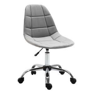 Vinsetto Sedia da Ufficio con Rotelle Girevole Ergonomica, Altezza Regolabile, Senza Braccioli, in Tessuto Effetto Velluto, Grigio   Aosom