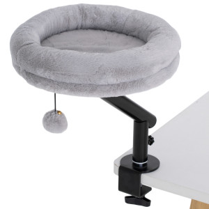 Pawhut Lettino per Gatti da Scrivania, con Rotazione a 360°e Altezza Regolabile, Lavabile in Lavatrice, Capacità 6 kg, Grigio   Aosom Italy