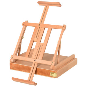 Homcom Cavalletto in Legno di Faggio con Cassetto Inferiore, Altezza e Angolazione Regolabile, 42x36x12.5 cm Aosom