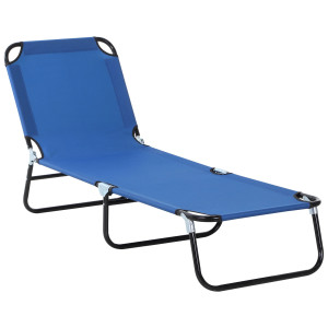 Outsunny Lettino da Giardino con Schienale Regolabile in 5 Posizioni, in Acciaio e Tessuto Oxford, 188x56x28 cm, Blu Aosom