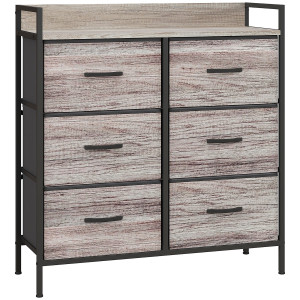 Homcom Cassettiera con 6 Cassetti Pieghevoli di Tessuto con Struttura in Acciaio Stile Industriale 79x29x85 cm Grigio   Aosom Italy