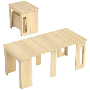 Homcom Tavolo da Pranzo Pieghevole e Allungabile in Truciolato, 60-180x85x75 cm, Legno Naturale   Aosom Italy