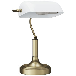Homcom Lampada da Tavolo Regolabile con Interruttore, 26.8x22x39.5 cm, Bianco   Aosom Italy