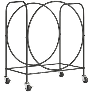 Outsunny Portalegna Metallico per Camino con Ruote, per Interno ed Esterno 51x30x60 cm Nero   Aosom Italy