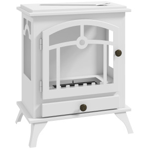 Homcom Camino a bioetanolo da terra da 1,2 L, 3 h di Autonomia, in Acciaio Inox, 45x28x54 cm, Bianco    Aosom Italy