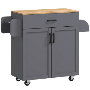 Homcom Isola da Cucina con Ruote, Cassetto e Ante 105x36x85 cm, Grigio   Aosom Italy