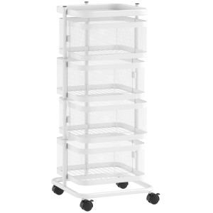 Homcom Carrello da cucina con 4 ripiani rotanti 33x33x77 cm, Bianco   Aosom Italy