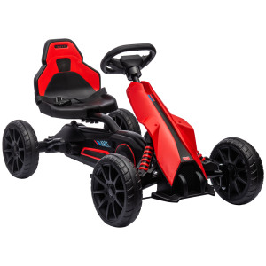 Homcom Go Kart a Pedali per Bambini 3-8 Anni con Sedile Regolabile e Ruote in EVA, 100x58x58.5 cm, Rosso Nero Aosom