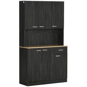 Homcom Mobile Dispensa Alto in Legno con Cassetti e Armadietti, 101x39x180 cm, Nero   Aosom Italy