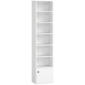 Homcom Libreria a 7 Livelli in Stile Moderno con Ripiani Aperti e Anta 40x30x180 cm Bianco   Aosom Italy