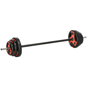 Sportnow Set Bilanciere e Dischi da 20kg totali per Sollevamenti e Stacchi con Impugnatura in PU Antiscivolo, Ø17x140 cm, Nero e Rosso Aosom