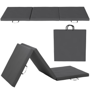 Homcom Tappetino fitness pieghevole in 3 pannelli con maniglie e rivestimento sintetico 180 x 60 x 5cm grigio   Aosom Italy