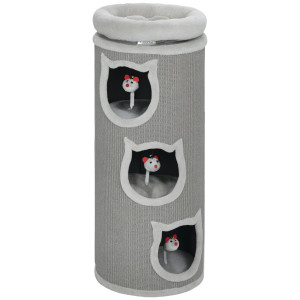 Pawhut Torre tiragraffi per gatti, a 4 livelli con letto lavabile, 3 tane, gioco sospeso, 96 cm, Grigio   Aosom Italy