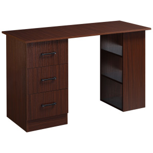 Homcom Scrivania Ufficio con 3 Cassetti e 3 Ripiani in Legno, 120x49x72cm, Noce Aosom