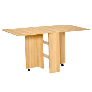 Homcom Tavolo da Pranzo Pieghevole e Moderno con Ripiano, Tavolo da Cucina e Sala da Pranzo, 140x80x74cm, Color Legno Aosom