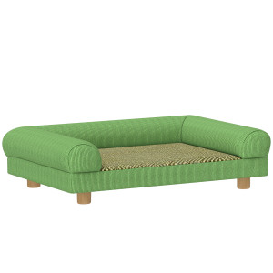 Pawhut Divano per cane e gatto rialzato, seduta effetto tappeto rinfrescante, con braccioli, in velluto morbido, 63 x 41 x 17 cm, Verde   Aosom Italy