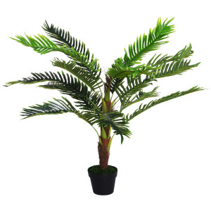 Outsunny Pianta Artificiale Palma Cycas Alta 123cm per Interno ed Esterno con Vaso Incluso Aosom
