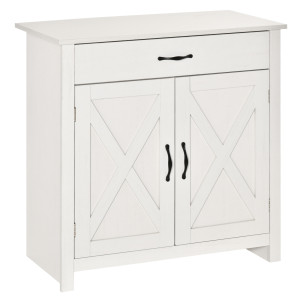 Homcom Credenza salone, mobile contenitore con cassetto, 2 porte stile fienile e ripiano regolabile, 80 x 39,7 x 80 cm, bianco   Aosom Italy