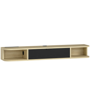 Homcom Mobile TV sospeso 120 cm, mobile TV per televisori fino a 127 cm, cassetto ribaltabile 2 ripiani 120x24x16cm nero   Aosom Italy