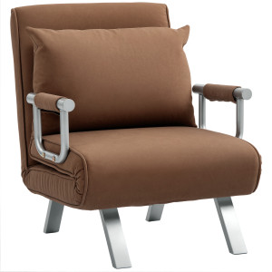 Homcom Poltrona Letto 2 in 1 con Schienale Regolabile e Cuscino 65x69x80 cm Marrone   Aosom Italy