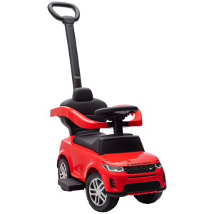 Aiyaplay Auto cavalcabile 2-in-1 LAND ROVER DISCOVERY per 18-36 mesi con vano, maniglia e spondina rimovibili – Rosso   Aosom Italy