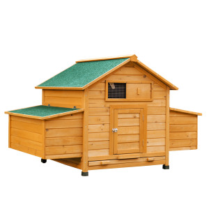Pawhut Pollaio Gabbia Ovaiole per Galline da Giardino con 2 Cassetti, Nido e Tetto da Esterno Impermeabile in Legno, 150x100x96.5 cm Aosom