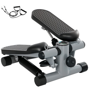 Sportnow Mini stepper con bande di resistenza, display LCD e pedali antiscivolo – 41 x 30,5 x 18,5 cm, grigio   Aosom Italy