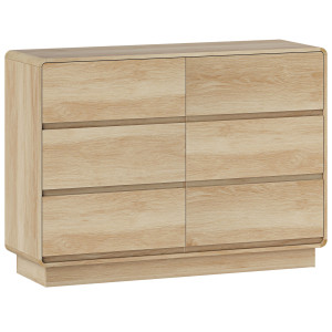 Homcom Credenza con 6 Cassetti Spigoli Arrotondati per Soggiorno Cucina Ingresso Ufficio 120x38x86 cm Naturale   Aosom Italy