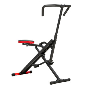 Sportnow Macchina Total Crunch Pieghevole con Seduta Regolabile, in Metallo e Plastica 57x105x115cm Rosso   Aosom Italy