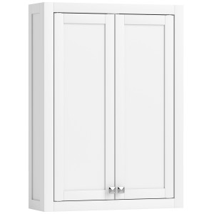 Homcom Mobile da Bagno a Parete in Legno con 2 Ripiani Regolabili su 3 Livelli, 61x20x84 cm, Bianco   Aosom Italy