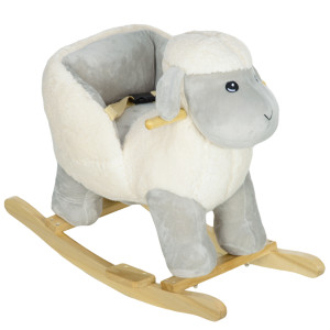 Aiyaplay Cavallo a Dondolo per Bambini 1-3 Anni a Forma di Pecorella con Suoni e Rivestimento Morbido, Grigio